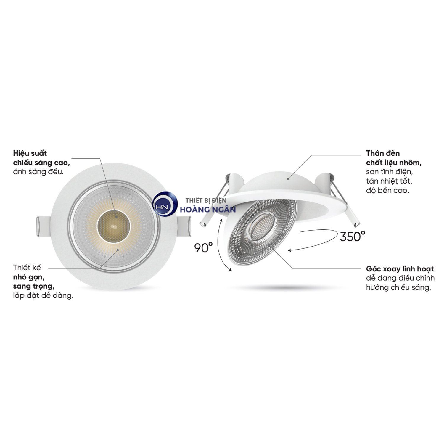 Đèn LED Downlight Âm Trần Điều Chỉnh Hướng Chiếu Sáng MPE | Seri DLA2 - 3IN1