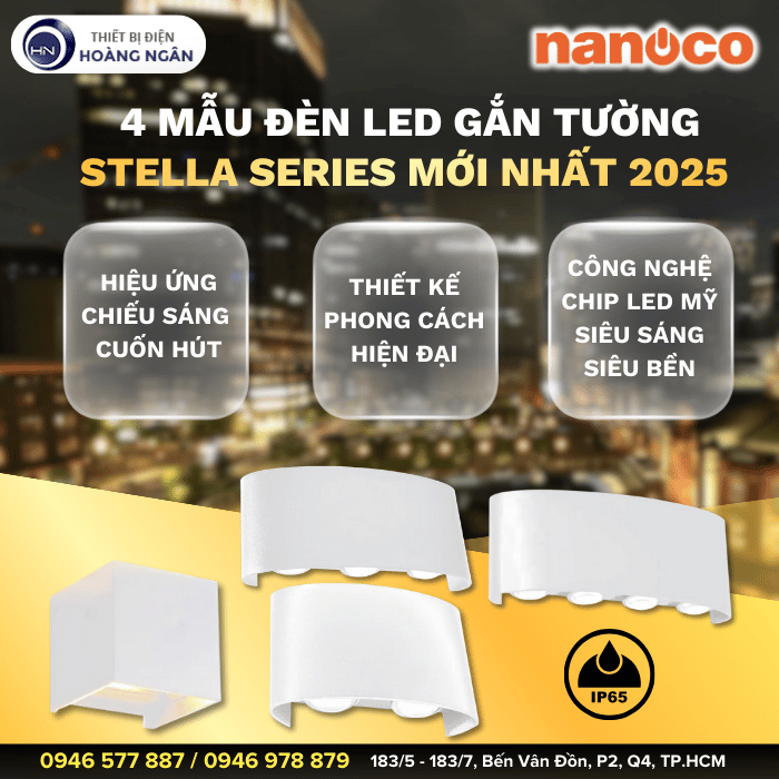 4 mẫu đèn gắn tường trang trí Nanoco mới nhất 2025, đáng tham khảo