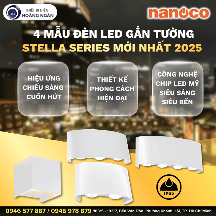 4 mẫu đèn gắn tường trang trí Nanoco mới nhất 2025, đáng tham khảo