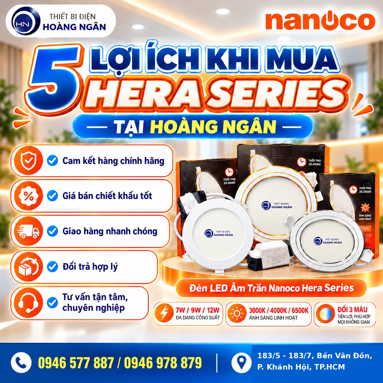 5 lợi ích khi mua đèn Nanoco Hera Series tại Thiết Bị Điện Hoàng Ngân