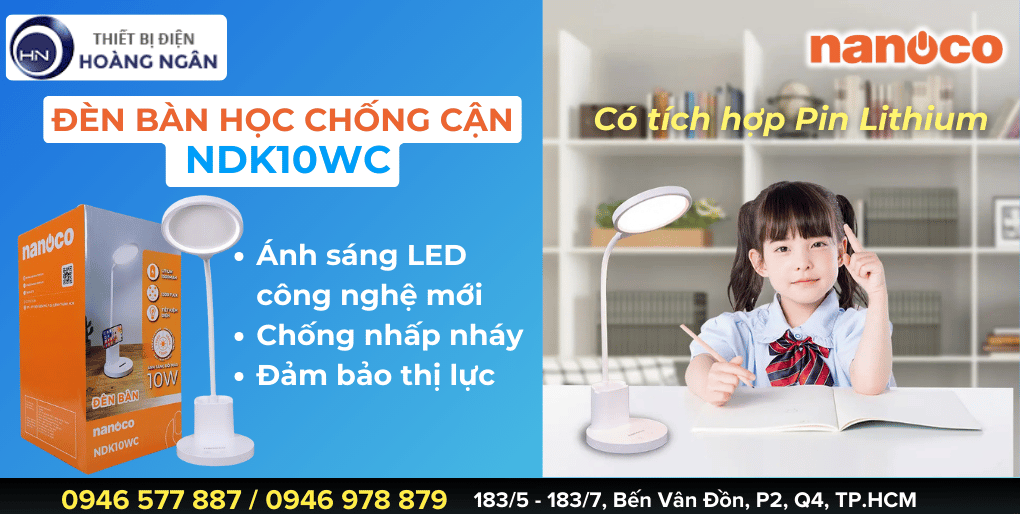 5. Đèn Bàn Học Chống Cận Nanoco NDK10WC 10W (có tích hợp Pin Sạc)