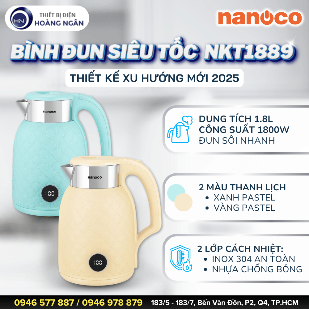 Ấm Siêu Tốc Nanoco NKT1889
