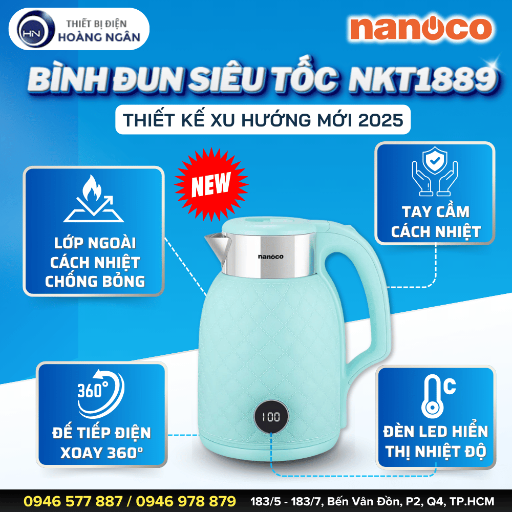 Ấm Siêu Tốc Nanoco NKT1889