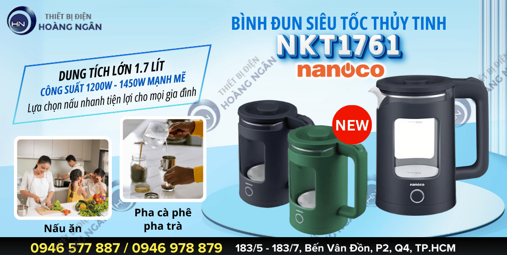 Ấm siêu tốc thủy tinh NKT1761 Nanoco