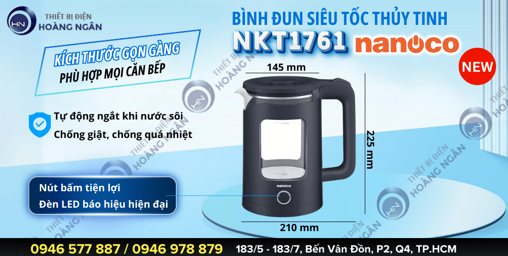 Ấm siêu tốc thủy tinh NKT1761 Nanoco