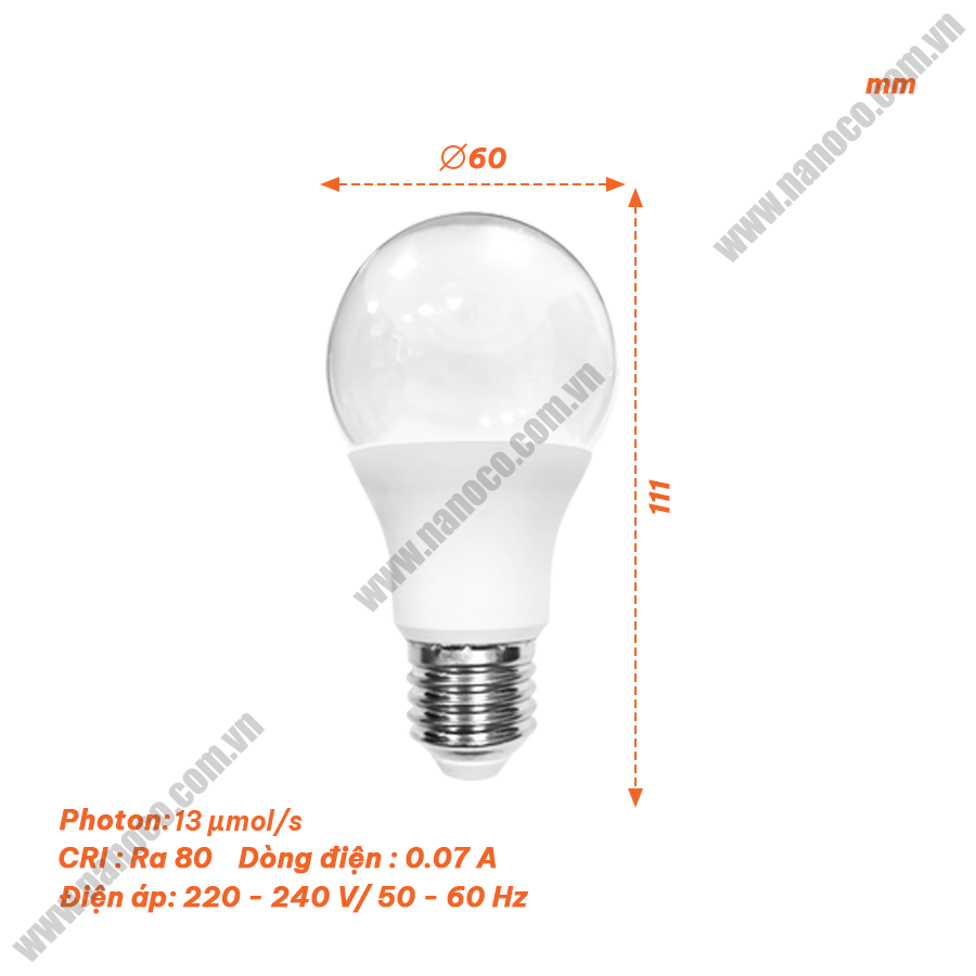 Bóng Đèn LED Bulb Nông Nghiệp Hoa Cúc Nanoco