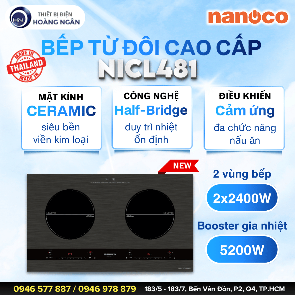 Bếp Điện Từ Đôi Nanoco NICL481