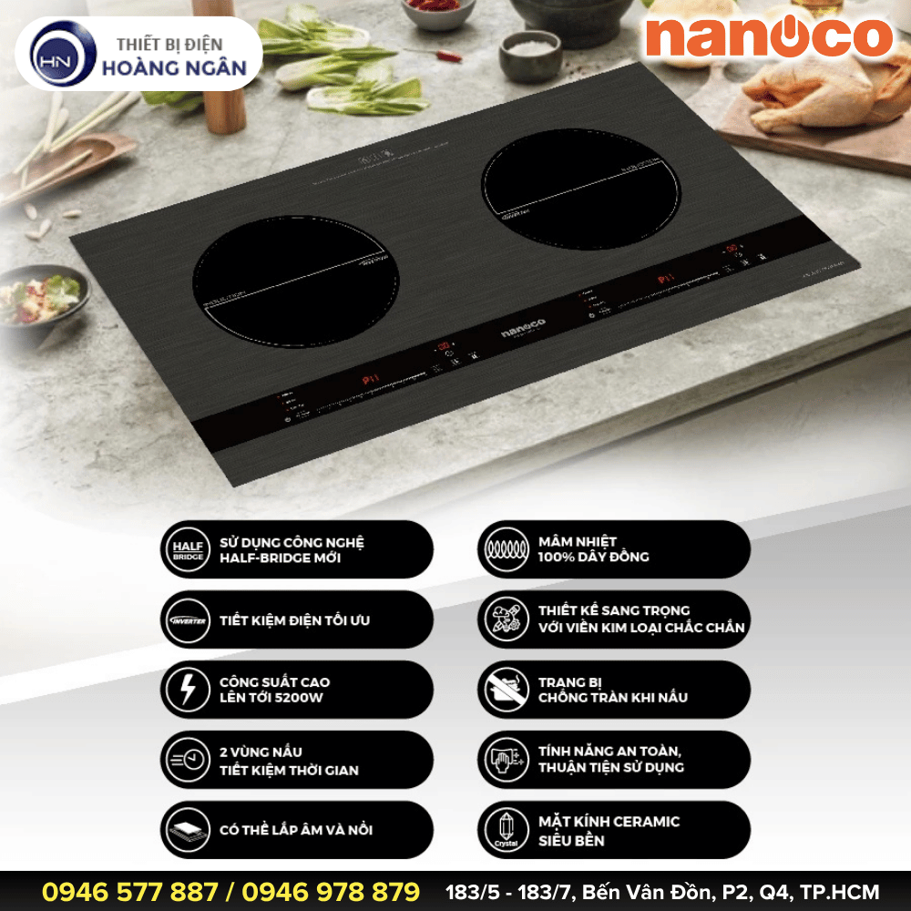Bếp Điện Từ Đôi Nanoco NICL481