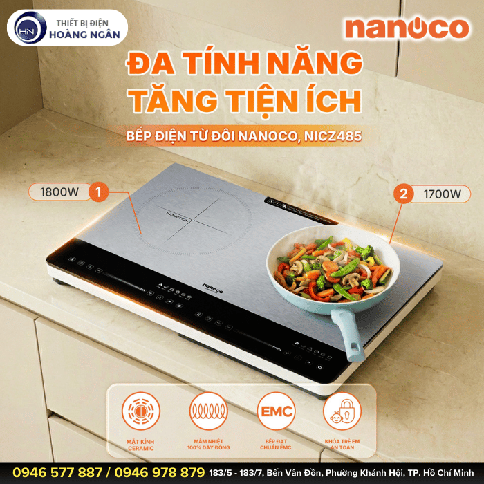 Bếp Điện Từ Đôi Nanoco NICZ485