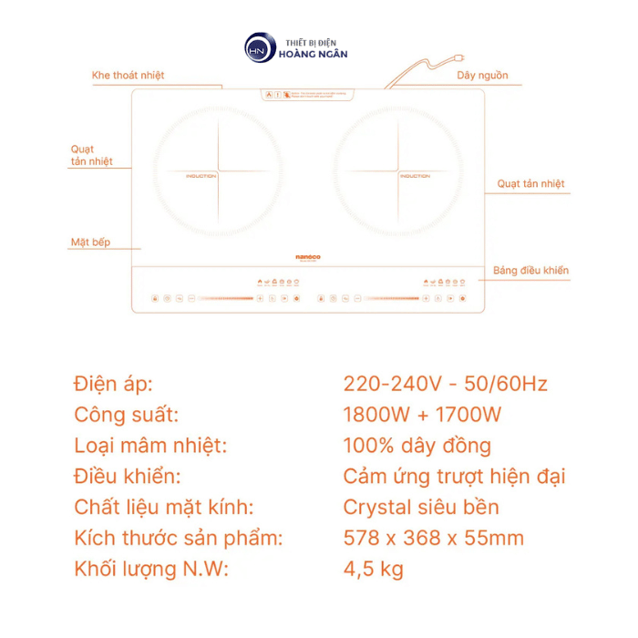 Bếp Điện Từ Đôi Nanoco NICZ485