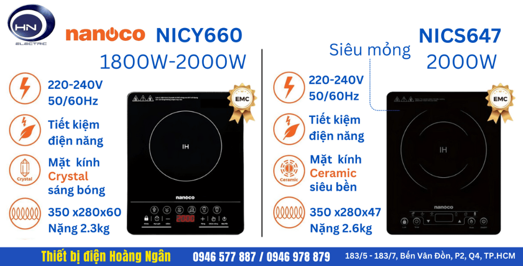 Bếp Điện Từ Nanoco NICY660 và NICS647