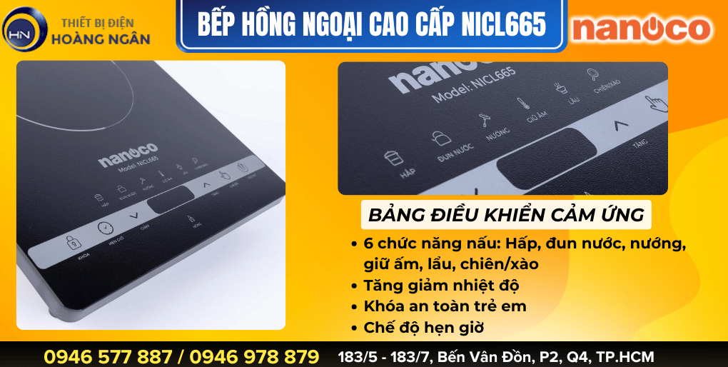 Bếp Hồng Ngoại Đơn Cao Cấp Nanoco NICL665 2000W