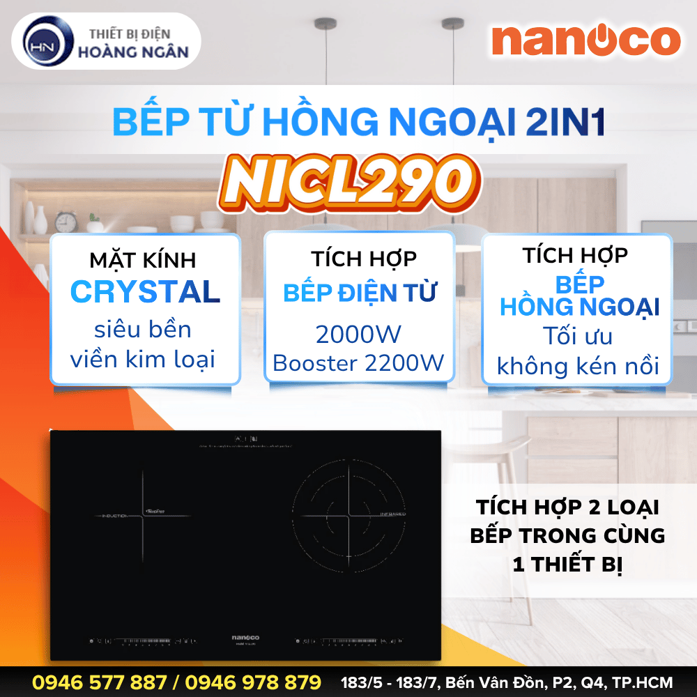 Bếp Từ Hồng Ngoại 2IN1 Nanoco NICL290