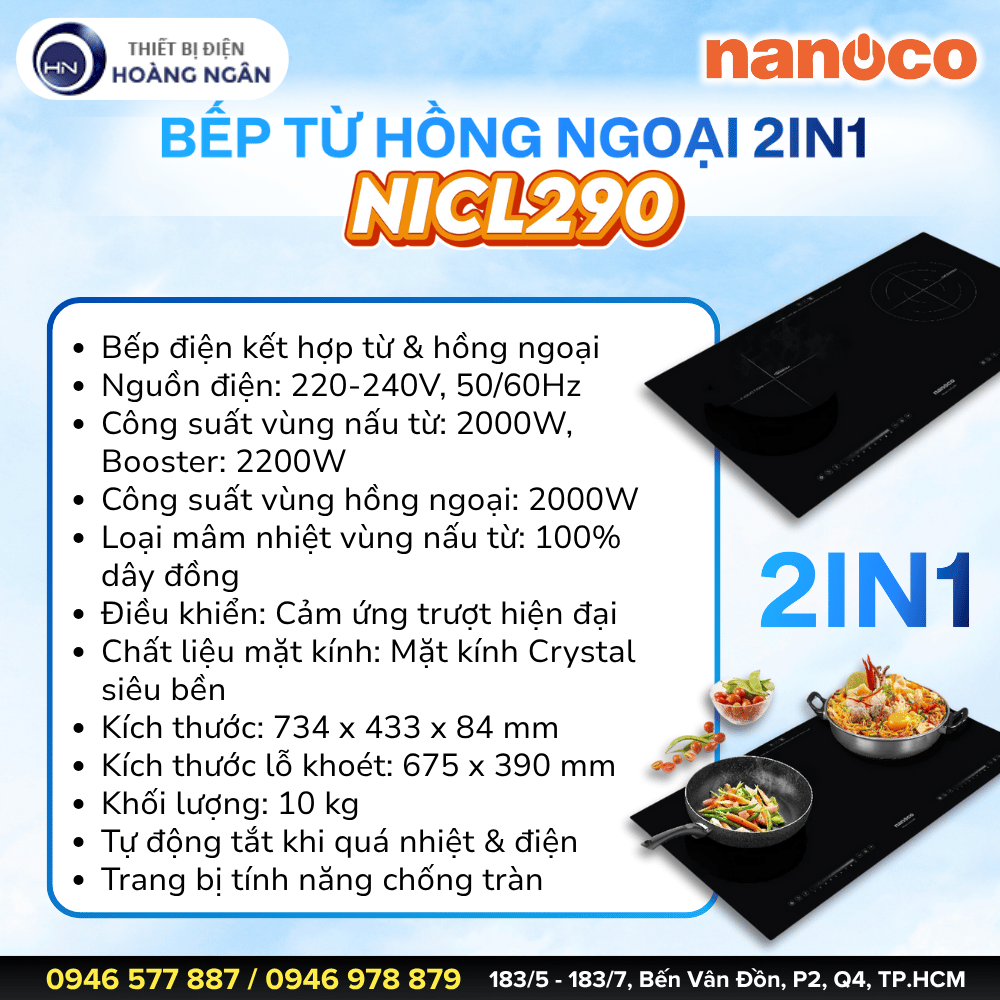 Bếp Từ Hồng Ngoại 2IN1 Nanoco NICL290