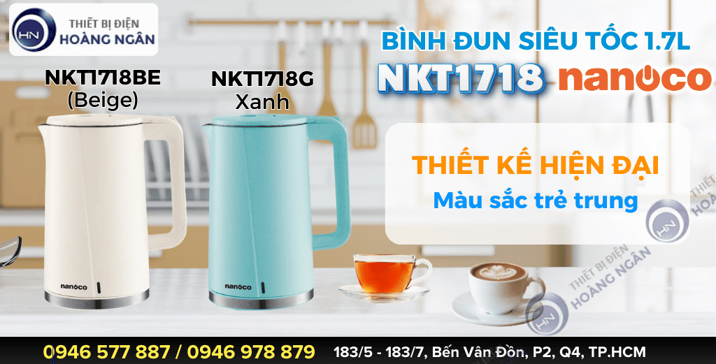 Bình đun siêu tốc Nanoco NKT1718 1.7 lít