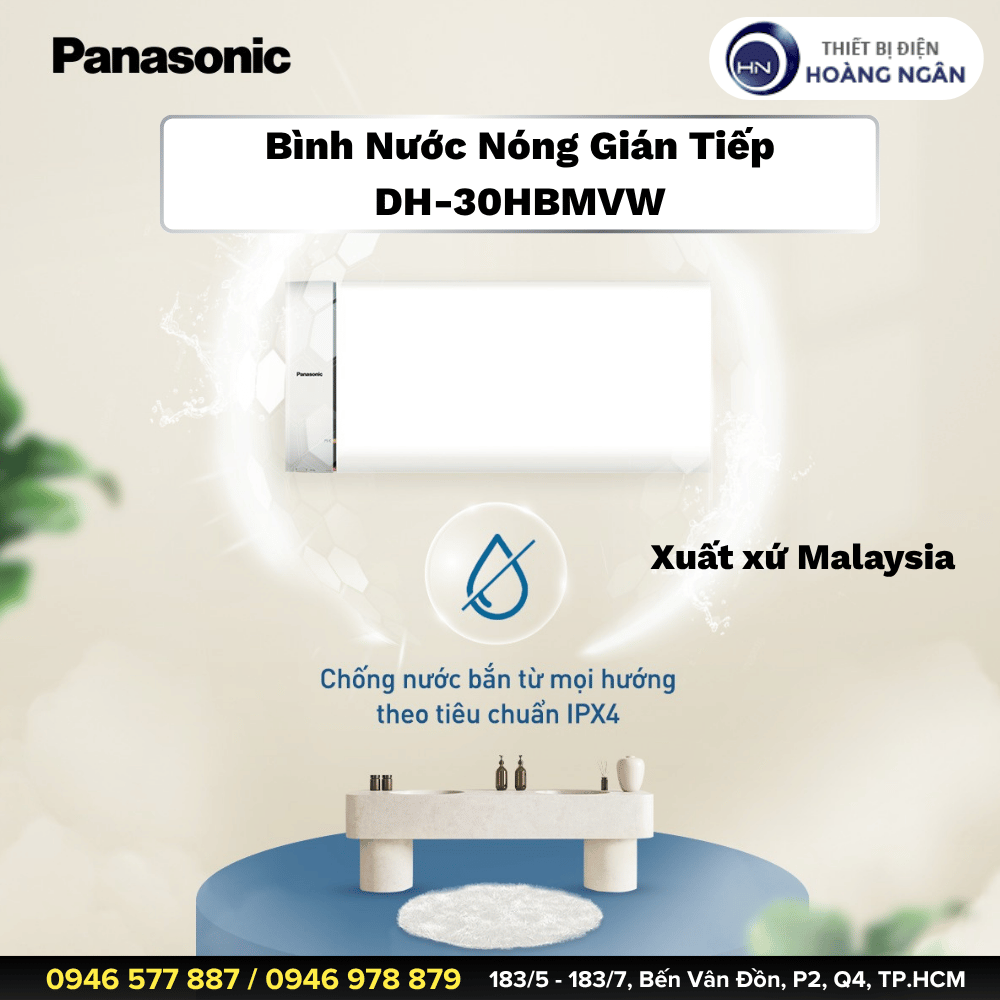 Bình Nước Nóng Gián Tiếp Panasonic DH-30HBMVW - Dung tích 30 lít