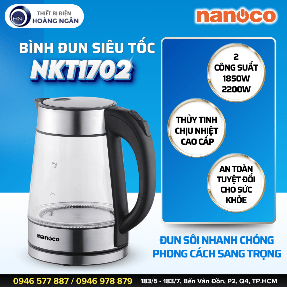 Bình Siêu Tốc Thủy Tinh Nanoco NKT1702