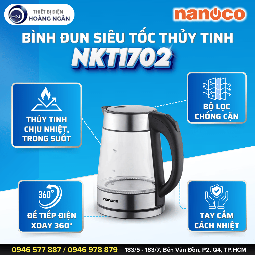 Bình Siêu Tốc Thủy Tinh Nanoco NKT1702