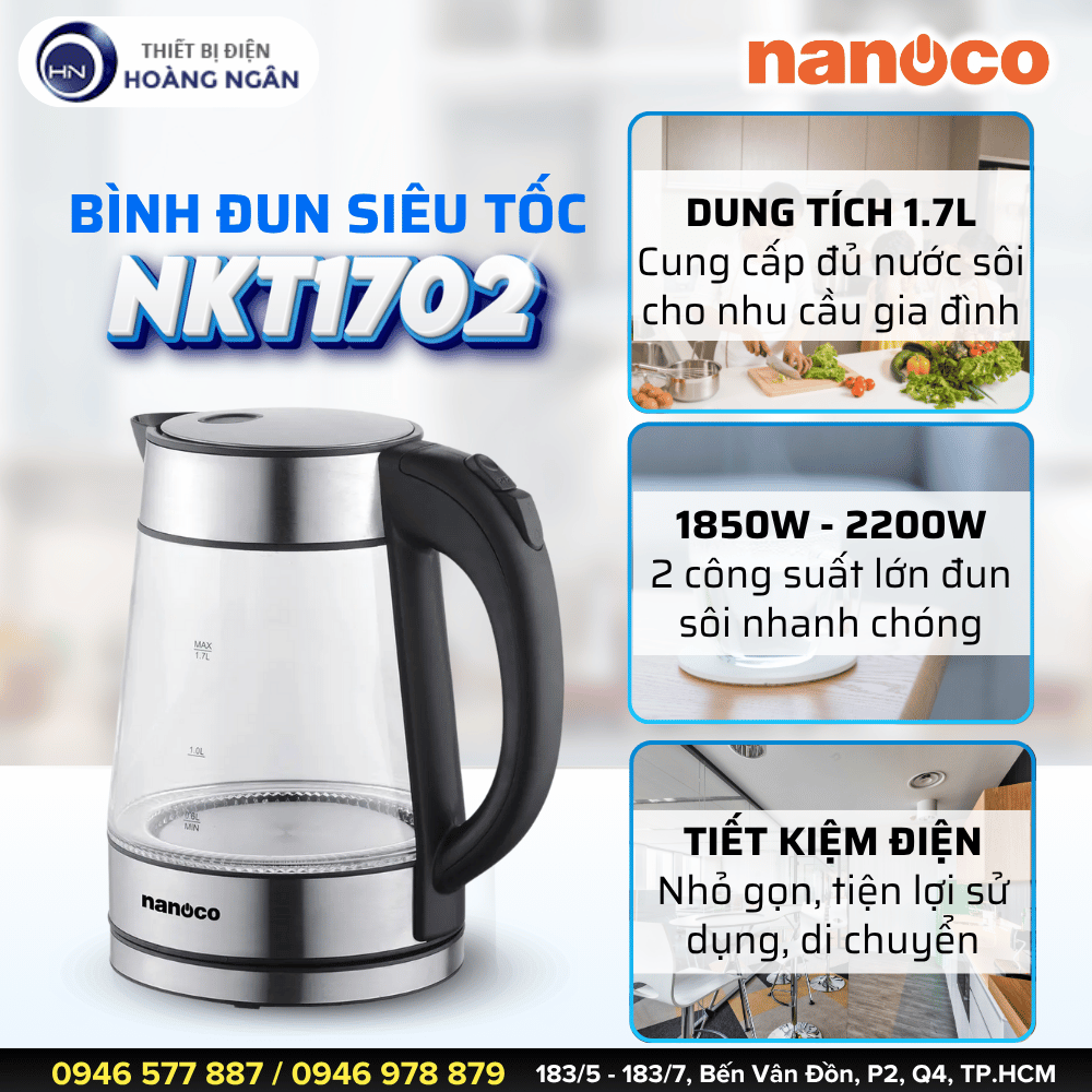 Bình Siêu Tốc Thủy Tinh Nanoco NKT1702