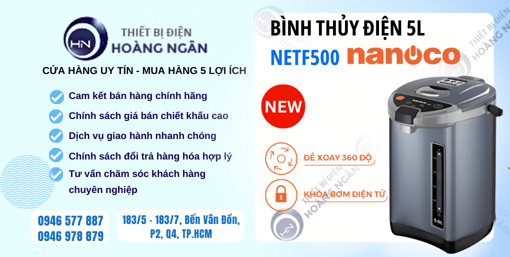 Bình thủy điện 5 lít Nanoco NETF500