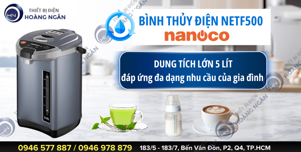 Bình thủy điện 5 lít Nanoco NETF500