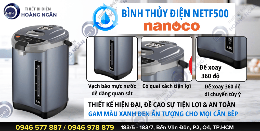 Bình thủy điện 5 lít Nanoco NETF500