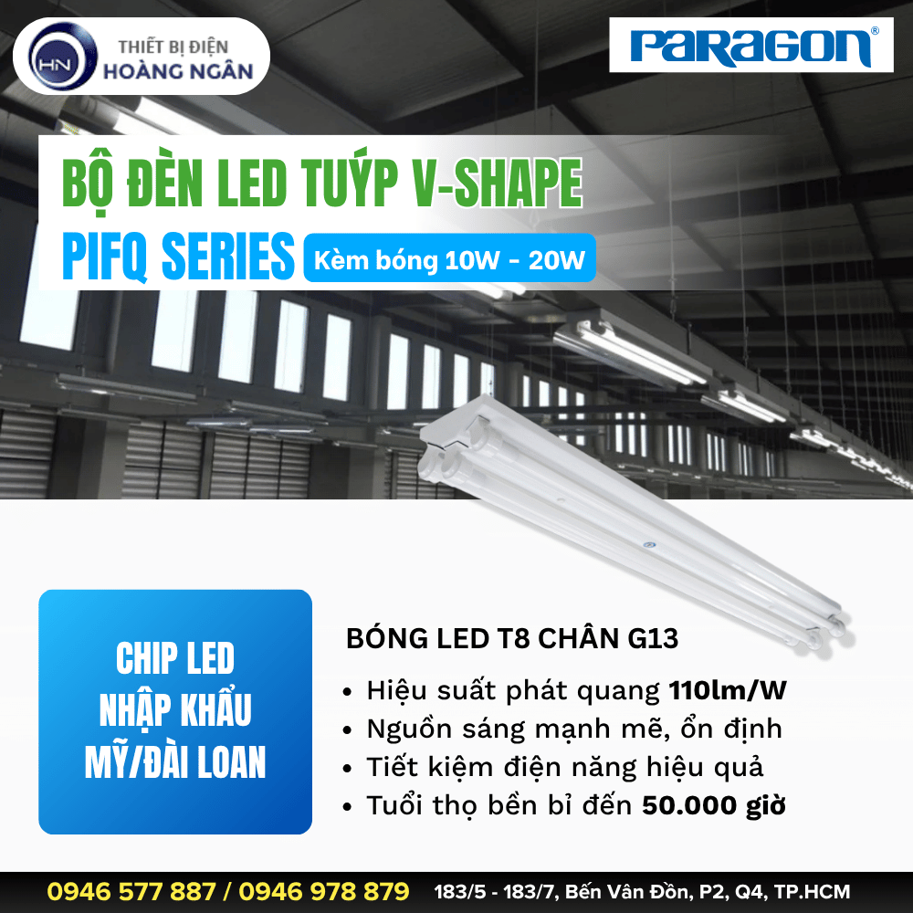 Bộ Đèn LED Tuýp V-shape Paragon PIFQ Series