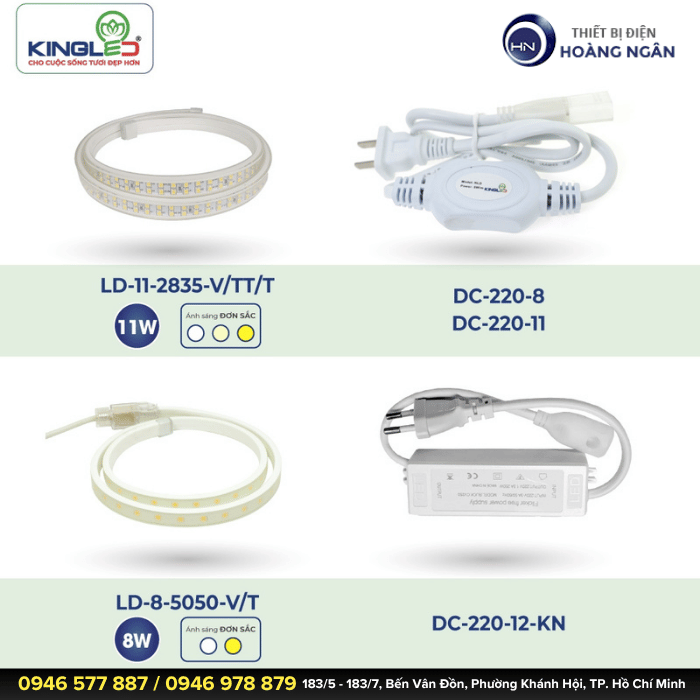 Bộ Nguồn Đèn LED Dây AC KingLED DC-220-12-KN