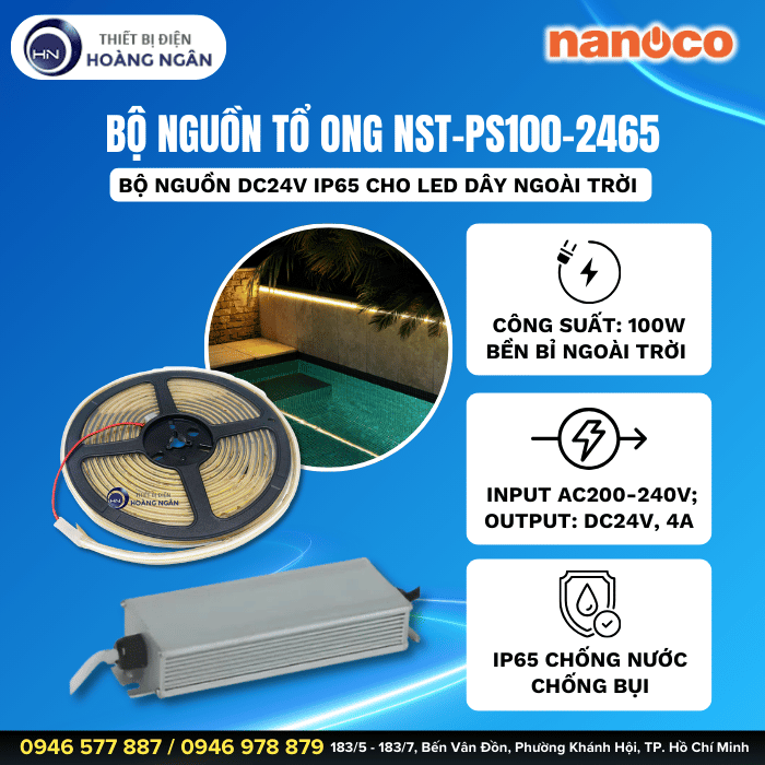Bộ Nguồn Tổ Ong LED Dây DC24V Nanoco NST-PS100-2465