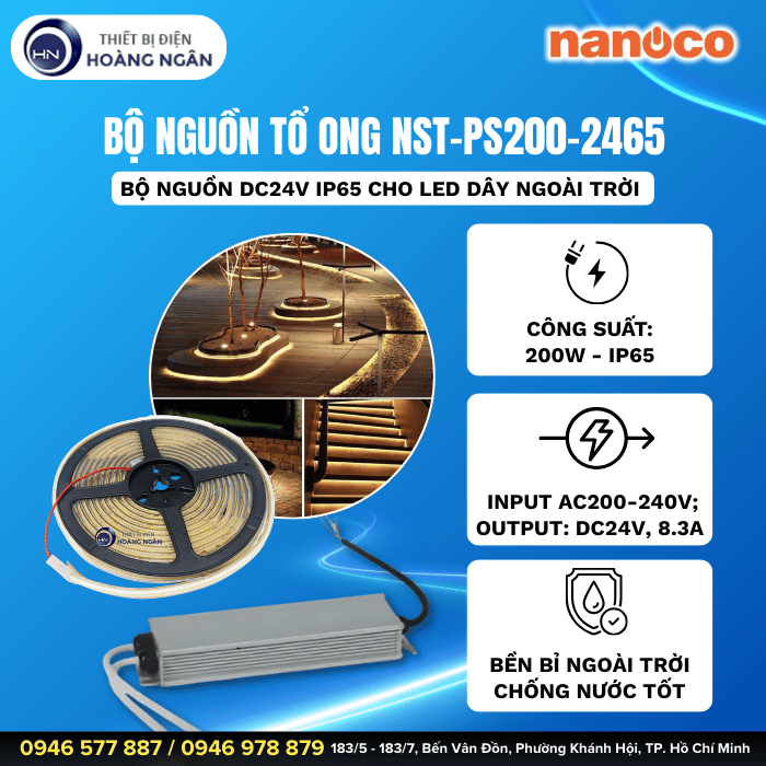 Bộ Nguồn Tổ Ong LED Dây DC24V NST-PS200-2465 Nanoco