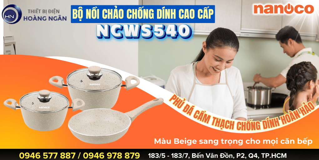 Bộ Nồi Chảo Chống Dính Nanoco NCWS540