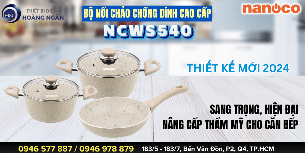 Bộ Nồi Chảo Chống Dính Nanoco NCWS540