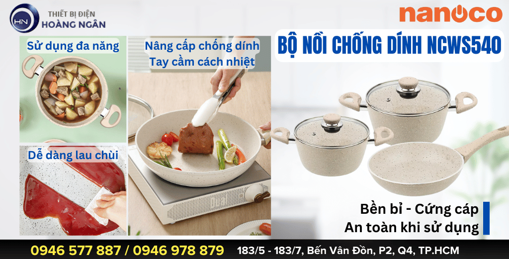 Bộ Nồi Chảo Chống Dính Nanoco NCWS540