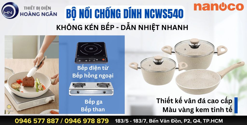 Bộ Nồi Nhôm Phủ Đá NCWS540 Nanoco 