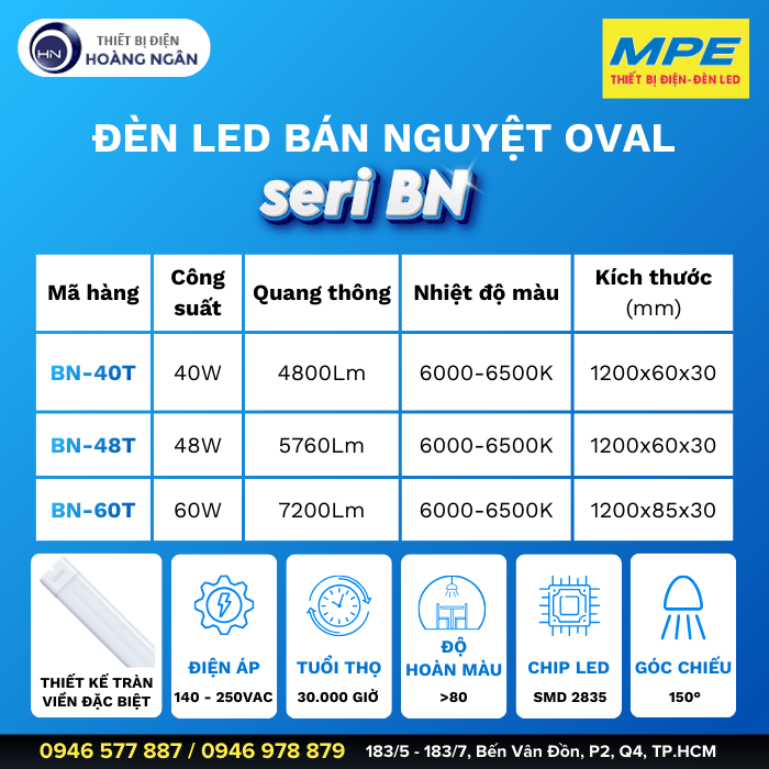 Bóng Đèn Bán Nguyệt Oval MPE - Seri BN