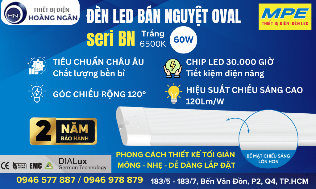 Bóng Đèn LED Bán Nguyệt Oval - Seri BN