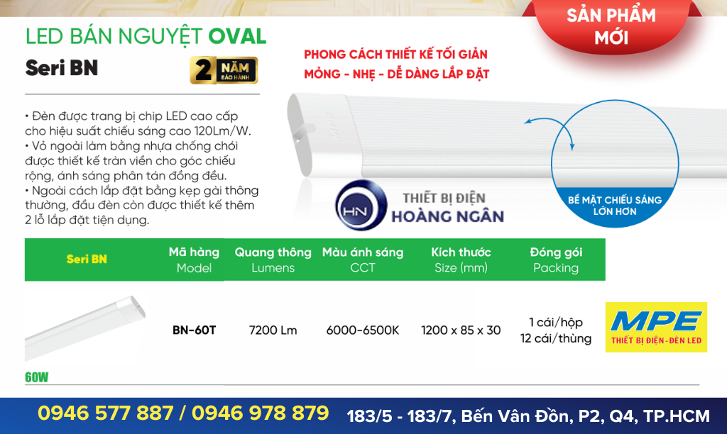 Bóng Đèn LED Bán Nguyệt Oval - Seri BN