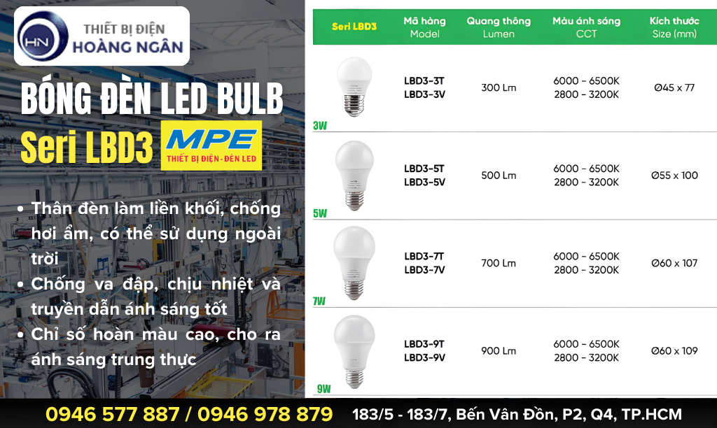 Bóng Đèn LED Bulb MPE - Seri LBD3