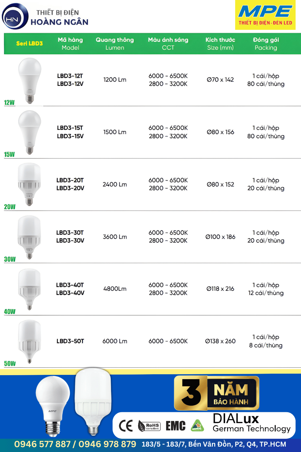 Bóng Đèn LED Bulb MPE - Seri LBD3