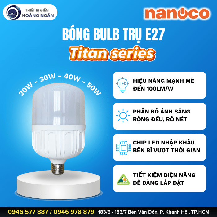 Bóng Đèn LED Bulb Trụ E27 Nanoco - Titan Series IP 20 (2)