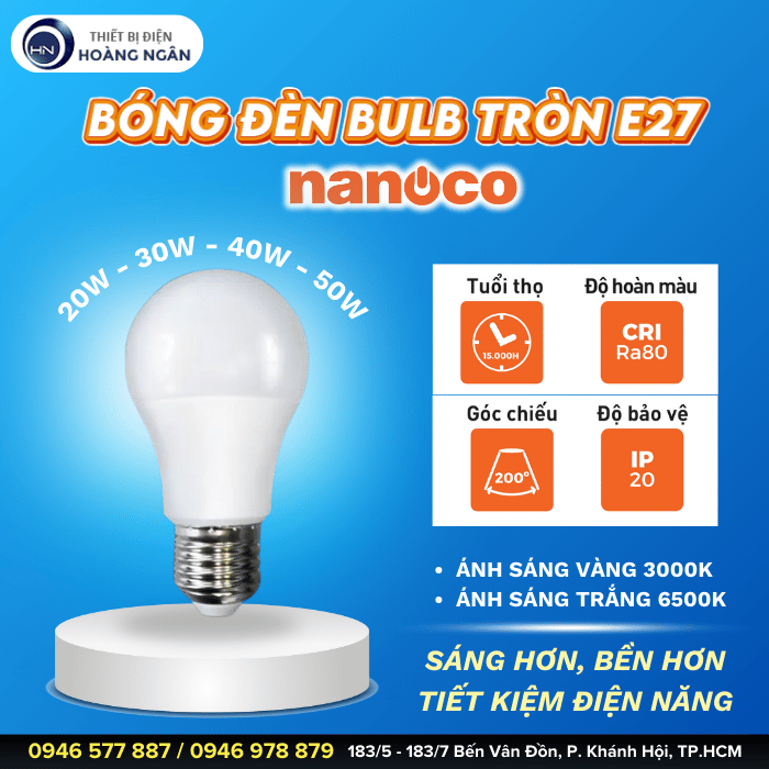 Bóng Đèn LED Tròn E27 Nanoco