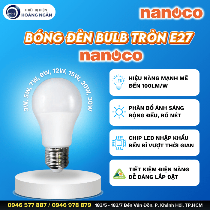 Bóng Đèn LED Bulb Tròn E27 Nanoco