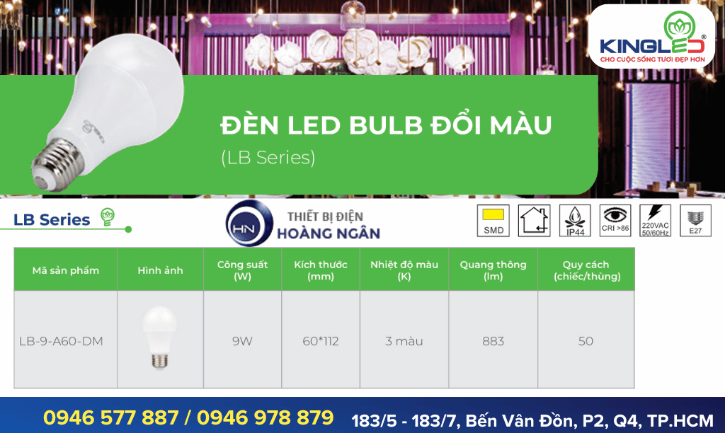 Bóng Đèn LED Tròn Đổi Màu KingLed LB Series 