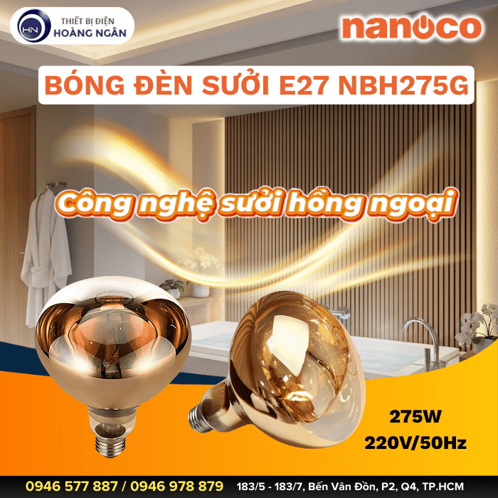 Bóng Đèn Sưởi NBH275G Nanoco | Màu Vàng E27