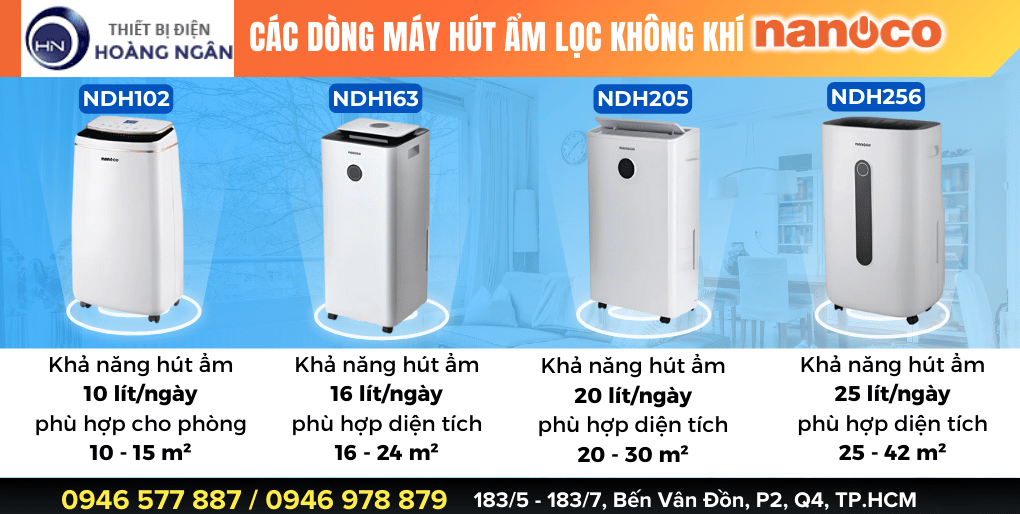 Các dòng Máy Hút Ẩm Lọc Không Khí Nanoco chất lượng tốt nhất