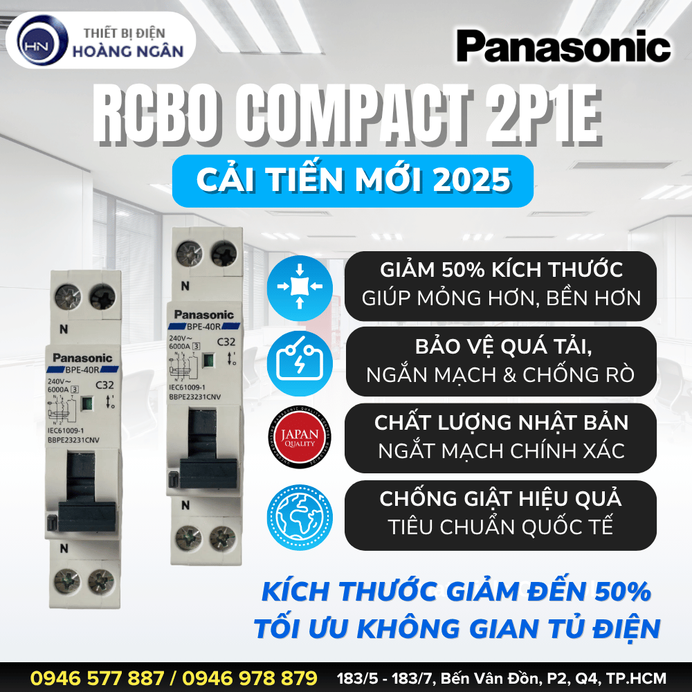 Cầu Dao RCBO Panasonic Compact 2P1E