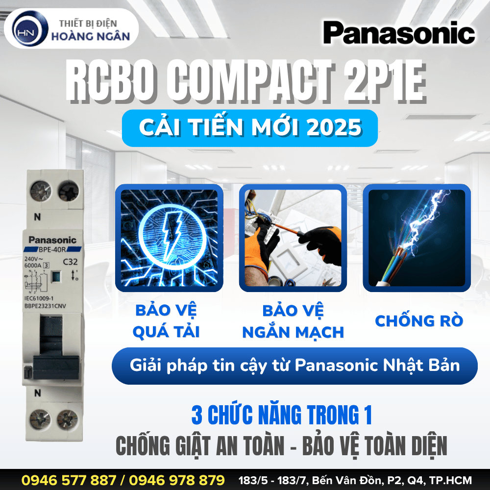 Cầu Dao RCBO Panasonic Compact 2P1E