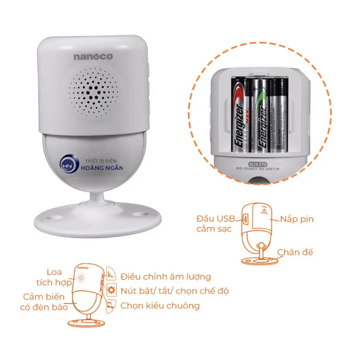 Chuông Báo Cảm Biến Không Dây NJX378 Nanoco