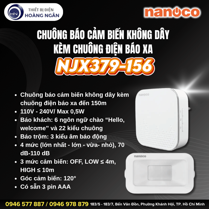 Chuông Báo Cảm Biến Không Dây Nanoco NJX379-156
