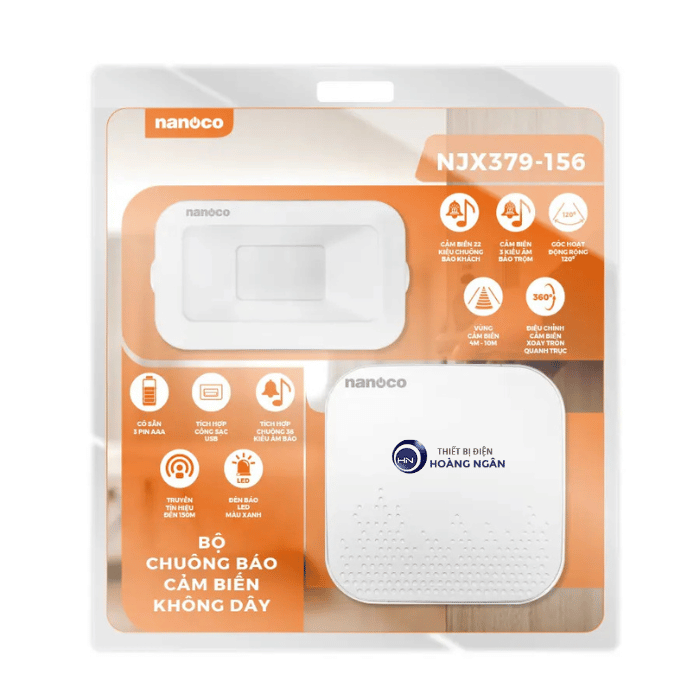 Chuông Báo Cảm Biến Không Dây Kèm Chuông Điện Báo Xa NJX379-156 Nanoco